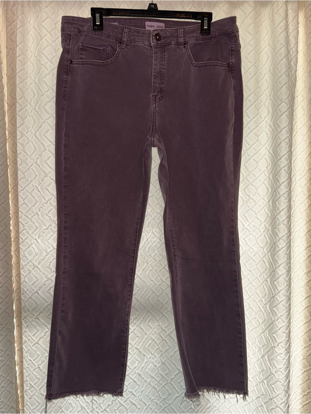 Tribal Jeans Faded Purple Womens Size 14 Raw Hem Stretch